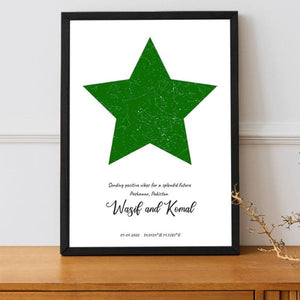 Framed Supernova Star Map Poster for Wasif & Komal from Gift Studio