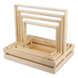 Wooden Baskets Set of 5 stacked for rustic wedding or event decor