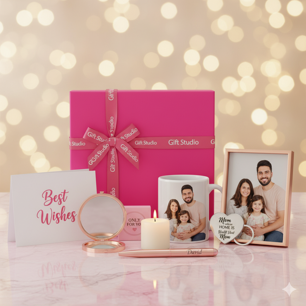 Customized photo mug, frame, candle & gift box set for family gifts, perfect for Nikah or birthdays