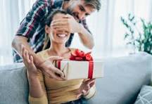 Man surprising woman with gift box, perfect for customized gifts, Nikah frames, or photo frames in Gujranwala