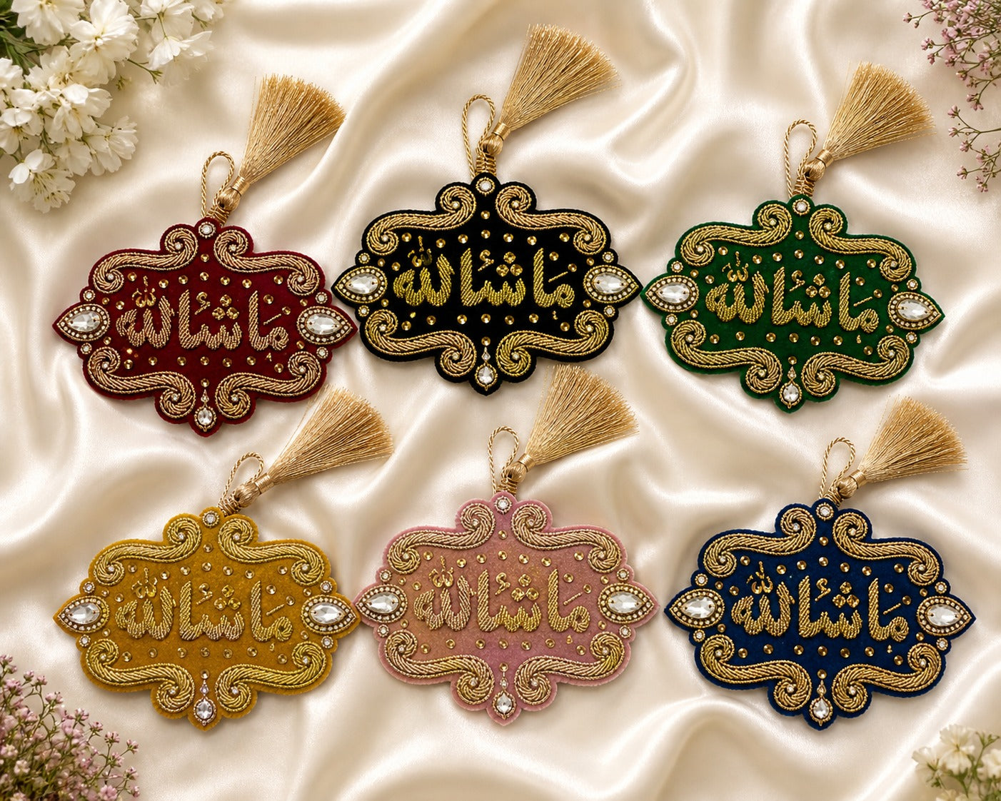 Luxury Imam Zamin band featuring Ya Ali Ya Fatima design with gold embellishments