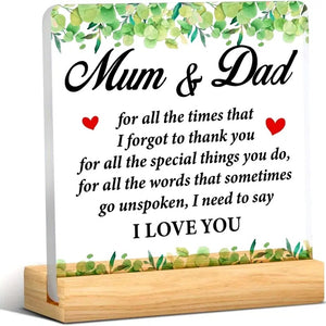 Heartfelt Acrylic Plaque for Mum & Dad – Elegant Thank You Gift for Parents - My Store