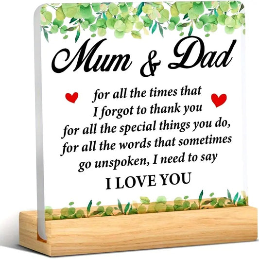 Heartfelt Acrylic Plaque for Mum & Dad – Elegant Thank You Gift for Parents - My Store