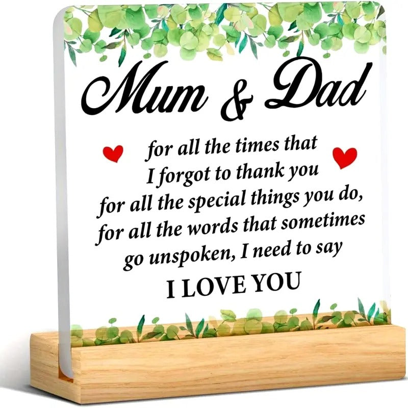 Heartfelt Acrylic Plaque for Mum & Dad – Elegant Thank You Gift for Parents - My Store