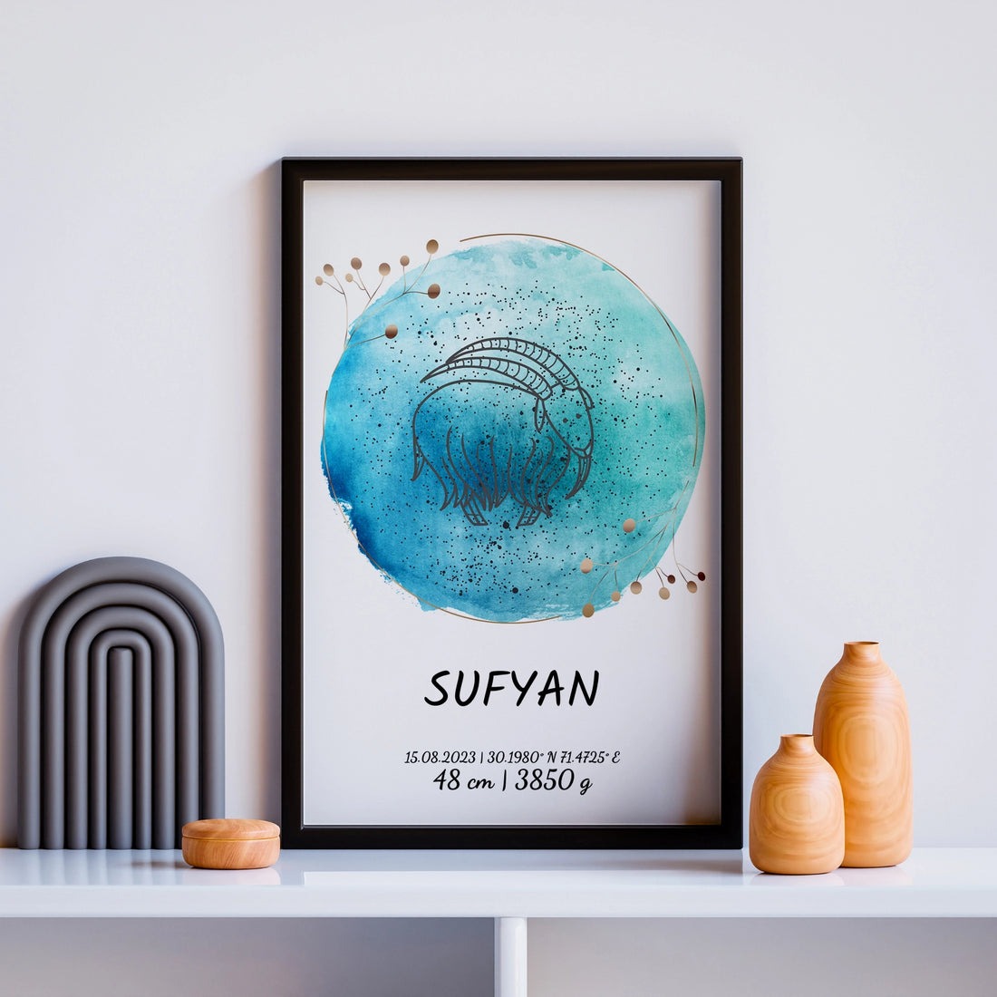  Custom Celestial Horoscope Frame for Sufyan from Gift Studio