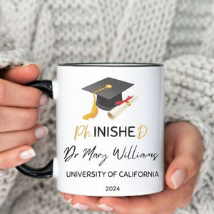 Custom PhD Graduation Mug – Personalized 'PhinisheD' Gift for Graduates - My Store