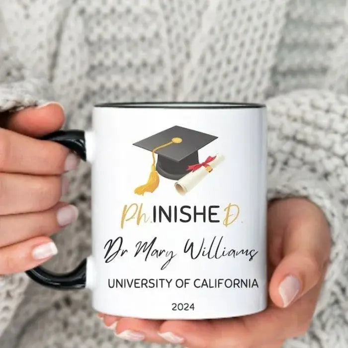 Custom PhD Graduation Mug – Personalized 'PhinisheD' Gift for Graduates