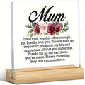 Elegant Acrylic Plaque for Mum – Heartfelt Thank You Gift from Daughter or Son - My Store