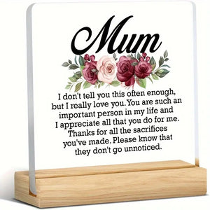 Elegant Acrylic Plaque for Mum – Heartfelt Thank You Gift from Daughter or Son - My Store