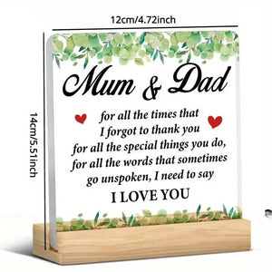 Heartfelt Acrylic Plaque for Mum & Dad – Elegant Thank You Gift for Parents - My Store
