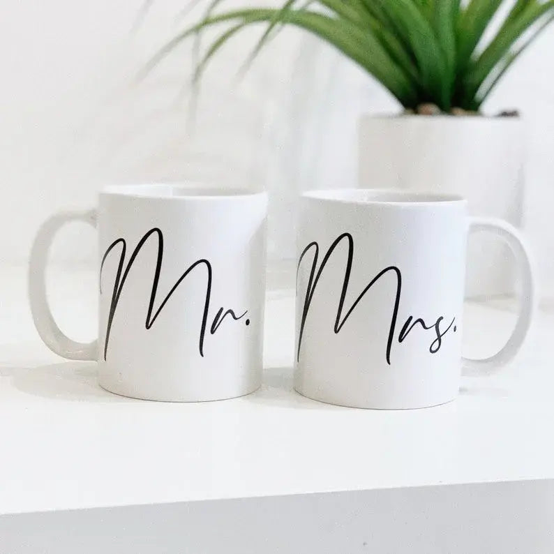 Mr. and Mrs. Coffee Mug Set – Personalized Wedding Gift for Couples