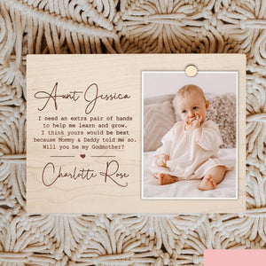 Personalized Wooden Photo Frame for Baptism or Pregnancy Announcement – Customizable Engraved Keepsake - My Store