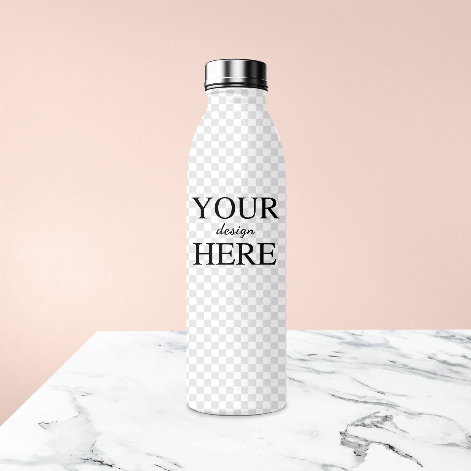 Personalized water bottle featuring customizable text and photo options, ideal for hot and cold beverages