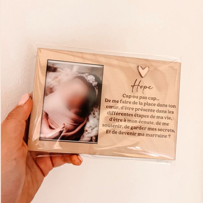 Personalized Wooden Photo Frame for Baptism or Pregnancy Announcement – Customizable Engraved Keepsake - My Store