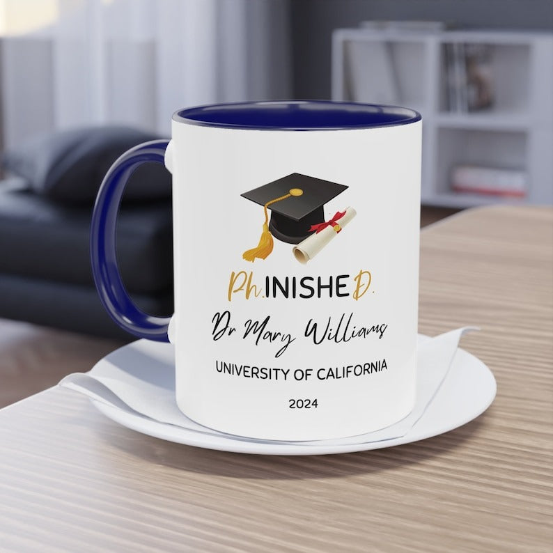 Custom PhD Graduation Mug – Personalized 'PhinisheD' Gift for Graduates - My Store