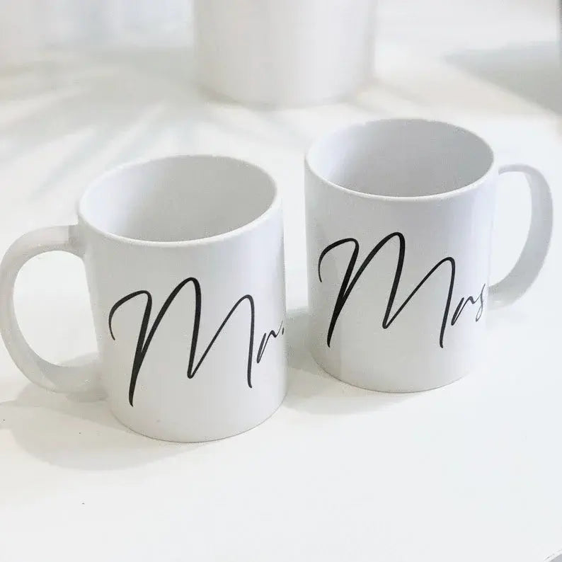 Mr. and Mrs. Coffee Mug Set – Personalized Wedding Gift for Couples