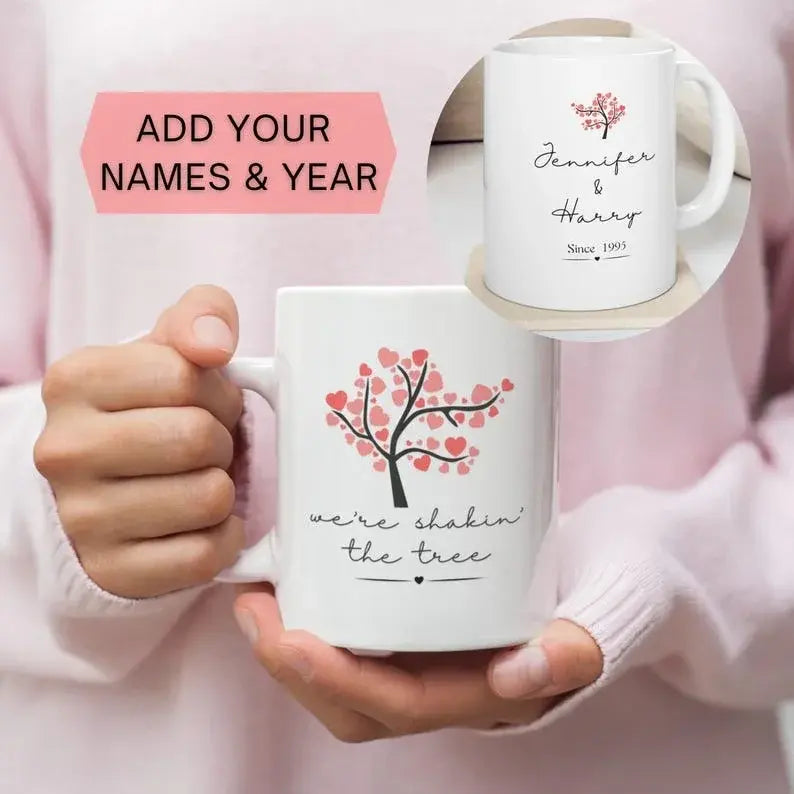 Personalized Cherry Blossom Coffee Mug Set – Nature-Inspired Gift for Couples