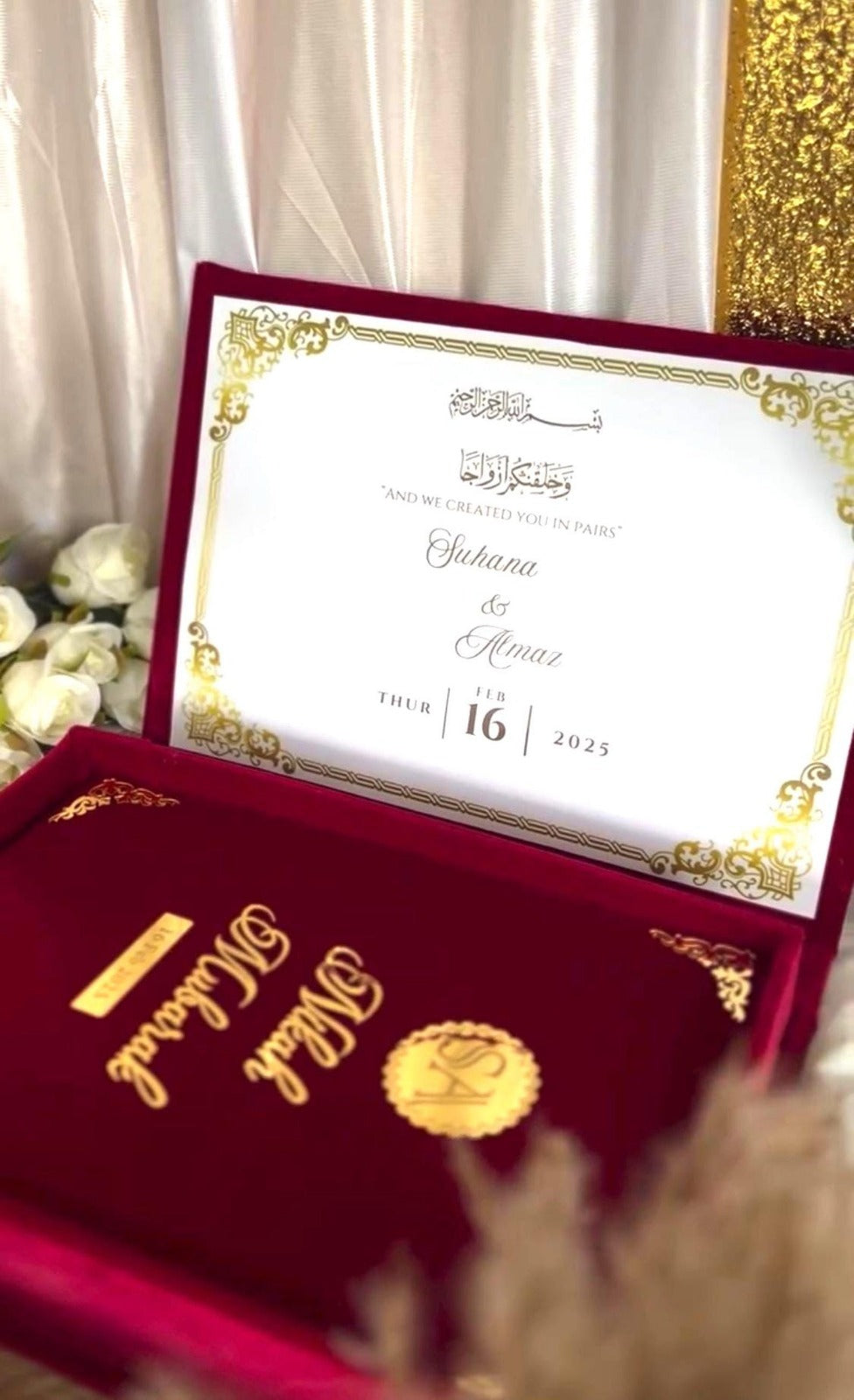 Elegant Nikah Frame & Nikkah Book with box and pen Design Wedding Keepsake Giftstudio