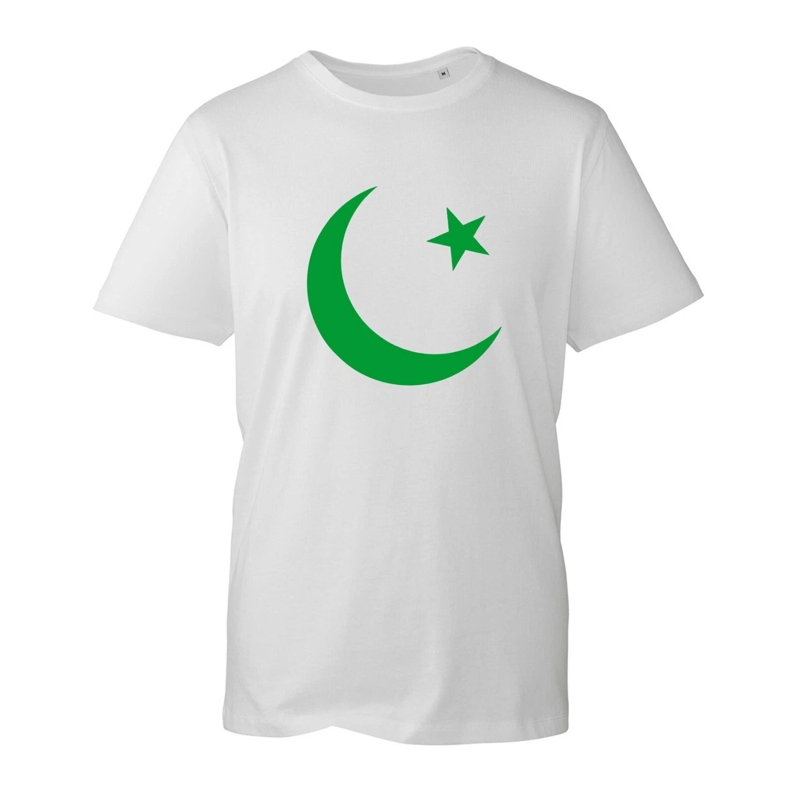 White t-shirt with Pakistan 14 August crescent-star design