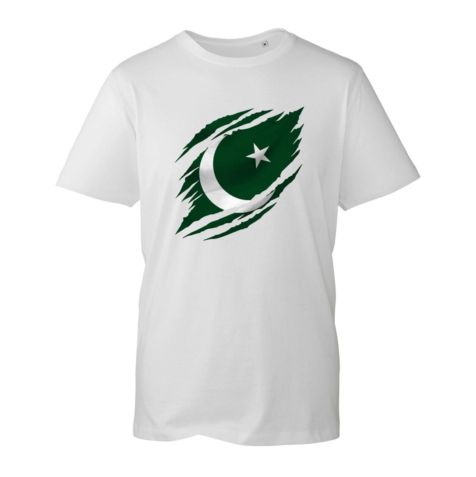 White t-shirt with Pakistan 14 August crescent-star design
