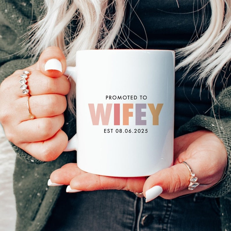 Personalized "Promoted to Wifey & Hubby" Coffee Mug Set - Newlywed & Anniversary Gift - My Store