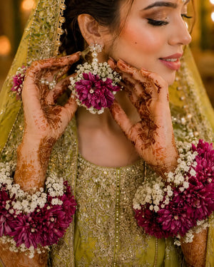 Artificial Flower Jewellery Set Pearl Dough Bridal Jewelry - Gift Studio Pakistan photo 3