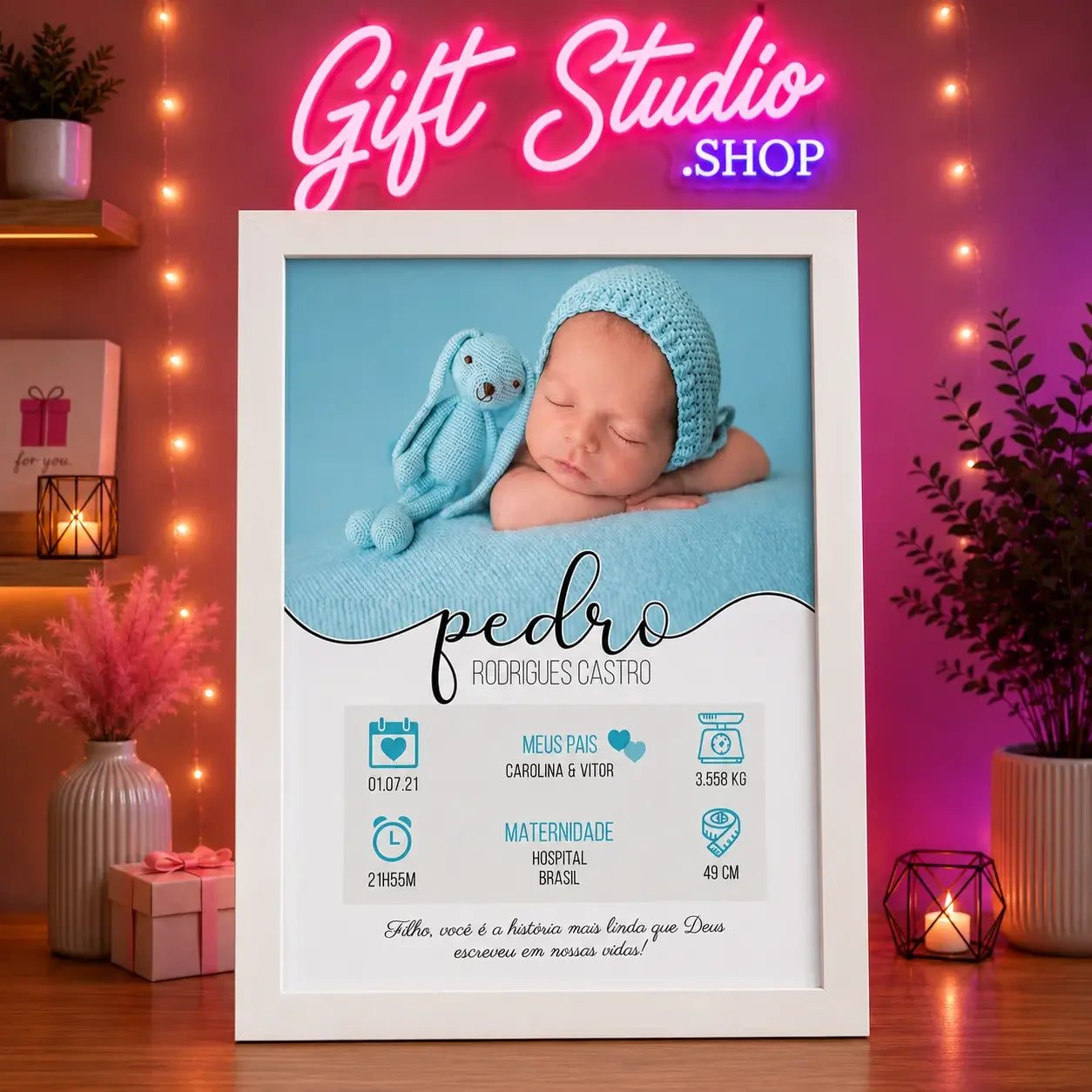 Baby Boy Birth Frame Pakistan Personalized Newborn Gift Frame - Gift Studio Pakistan photo 1
