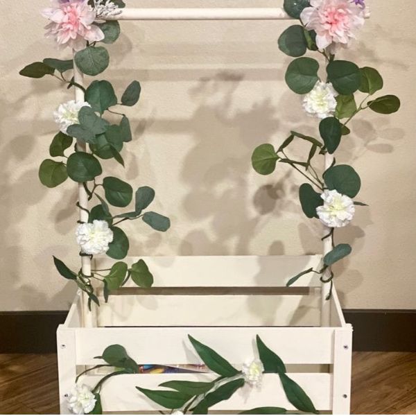  Baby Girl Basket personalized with  flowers, and greenery