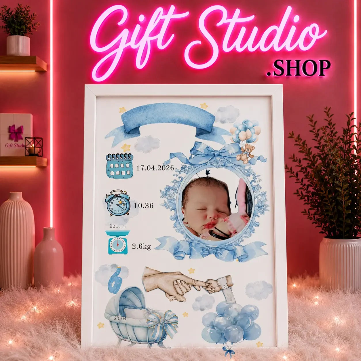 Baby Girl Birth Frame Pakistan Personalized Newborn Gift Frame - Gift Studio Pakistan photo 2
