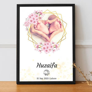 Baby Steps Memory Frame for Huzaifa with Floral Design from Gift Studio