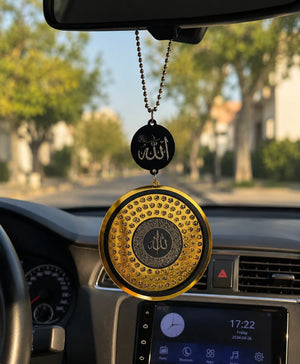 Car mirror hanging with Islamic calligraphy - gift for new car owner