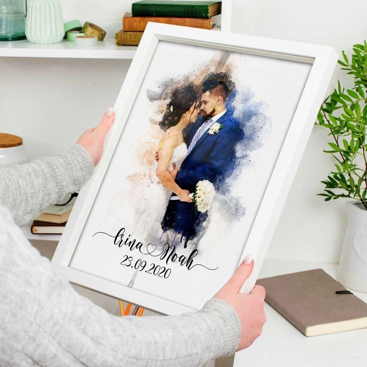 Custom Bride and Groom Portrait Frame for Irina and Noah from Gift Studio