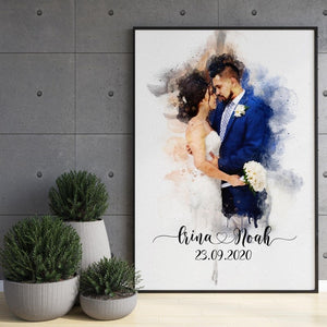 Custom Bride and Groom Portrait Frame for Irina and Noah Displayed from Gift Studio