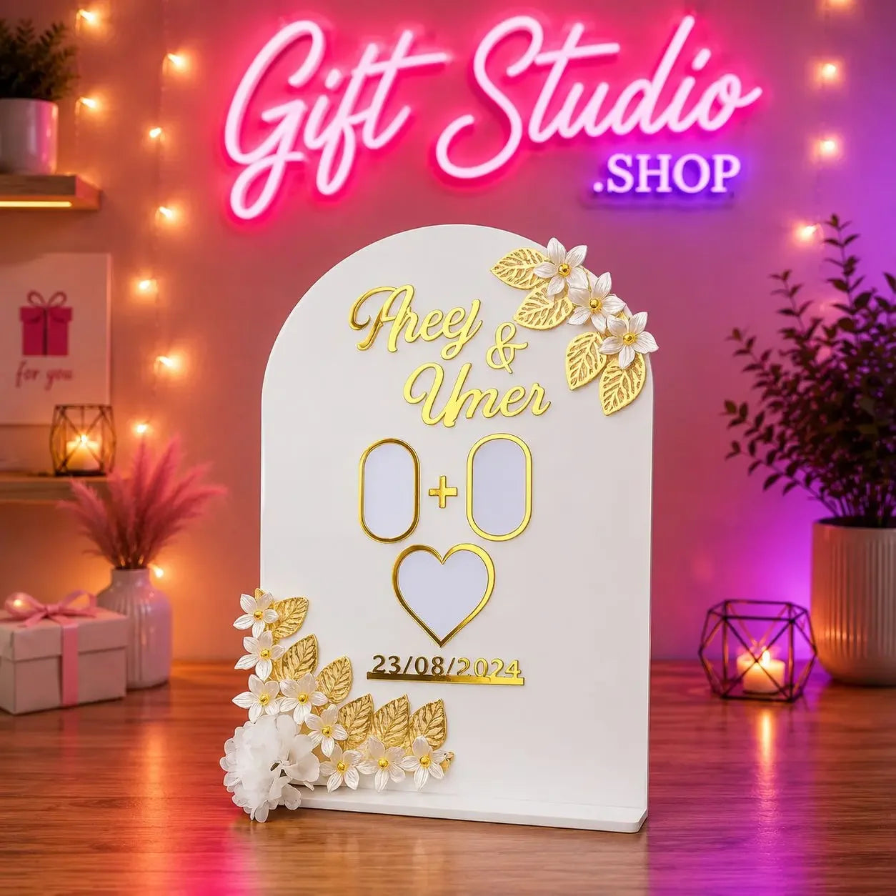 Customized Acrylic Nikkah Thumb Board Personalized Islamic Wedding Keepsake - Gift Studio Pakistan photo 1