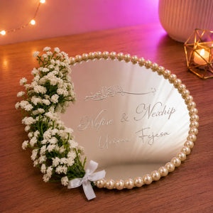 Silver dried flower ring tray without box - minimalist wedding tray