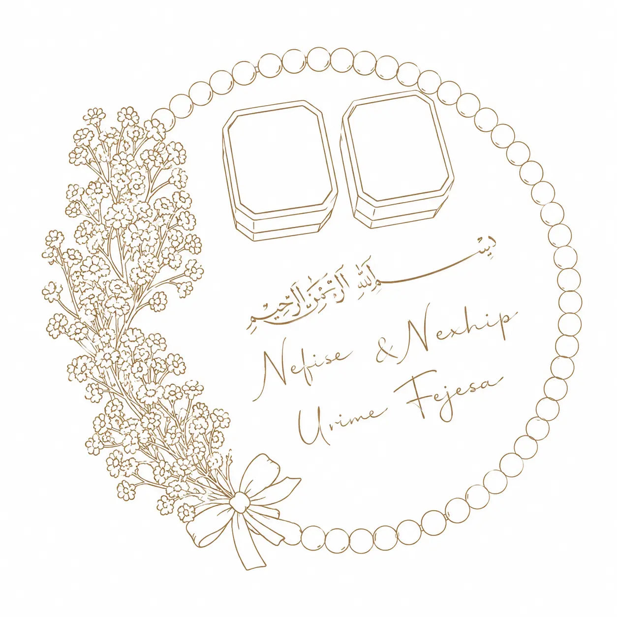 White ring tray with dried baby's breath flowers Pakistan