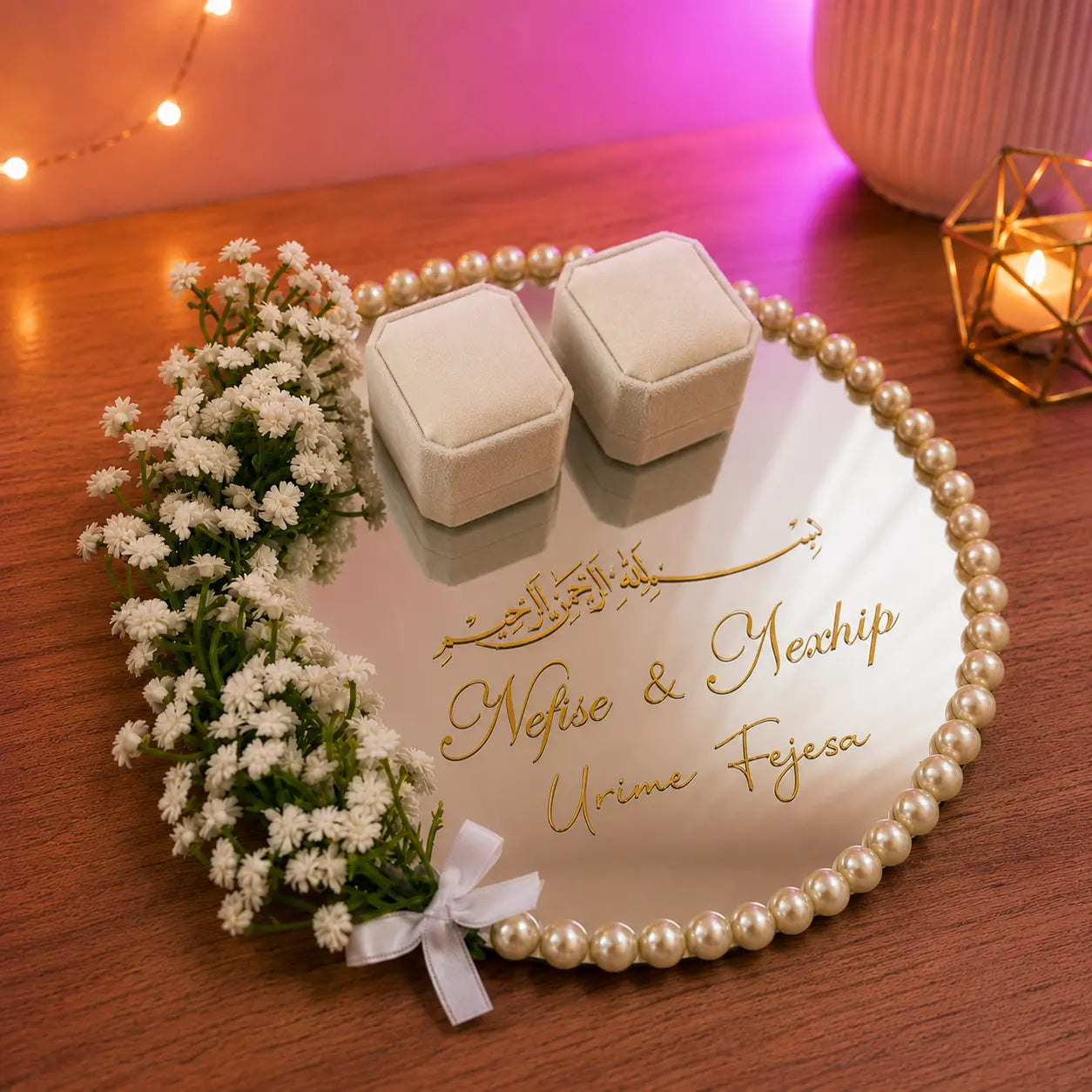 Dried flower ring tray gift set with ring box