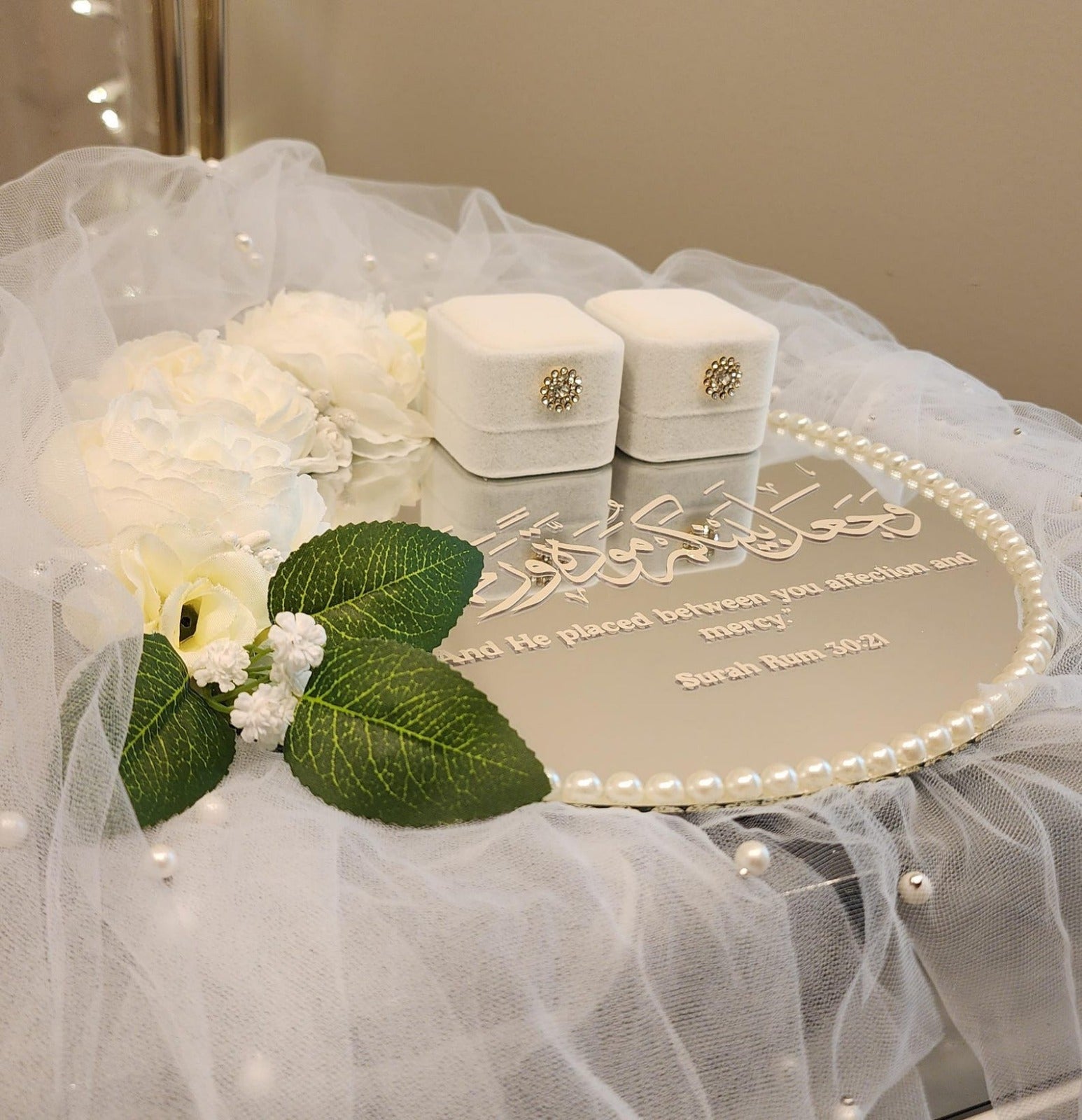 Elegant engagement ring tray designed to display and hold rings beautifully for proposals and special moments.