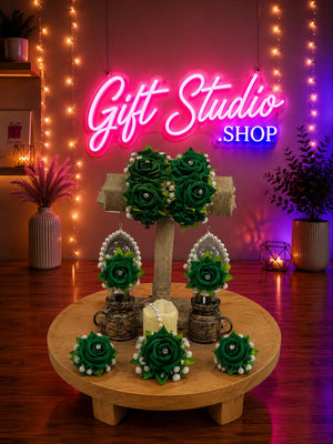 Fresh Flower Jewellery Set for Mehndi Real Genda and Motia Bridal Set - Gift Studio Pakistan photo 1