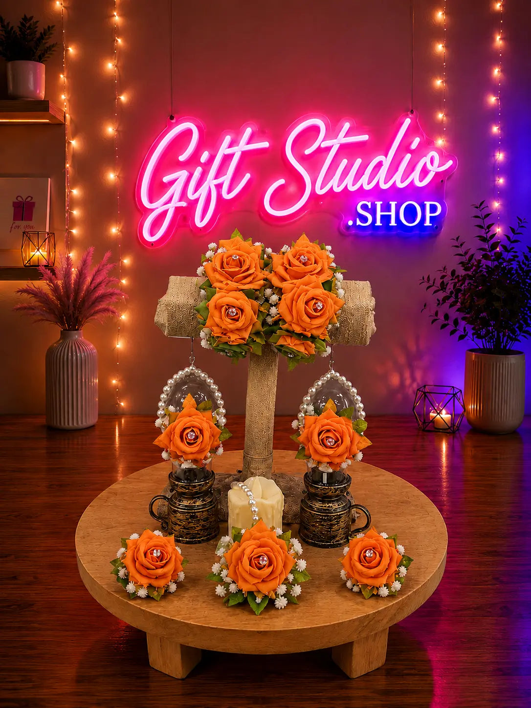 Fresh Flower Jewellery Set for Mehndi Real Genda and Motia Bridal Set - Gift Studio Pakistan photo 3