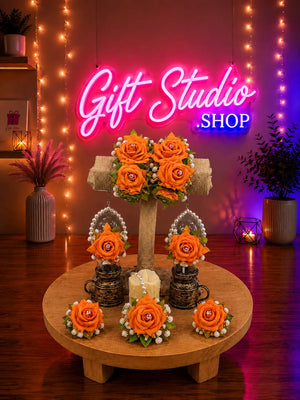 Fresh Flower Jewellery Set for Mehndi Real Genda and Motia Bridal Set - Gift Studio Pakistan photo 3