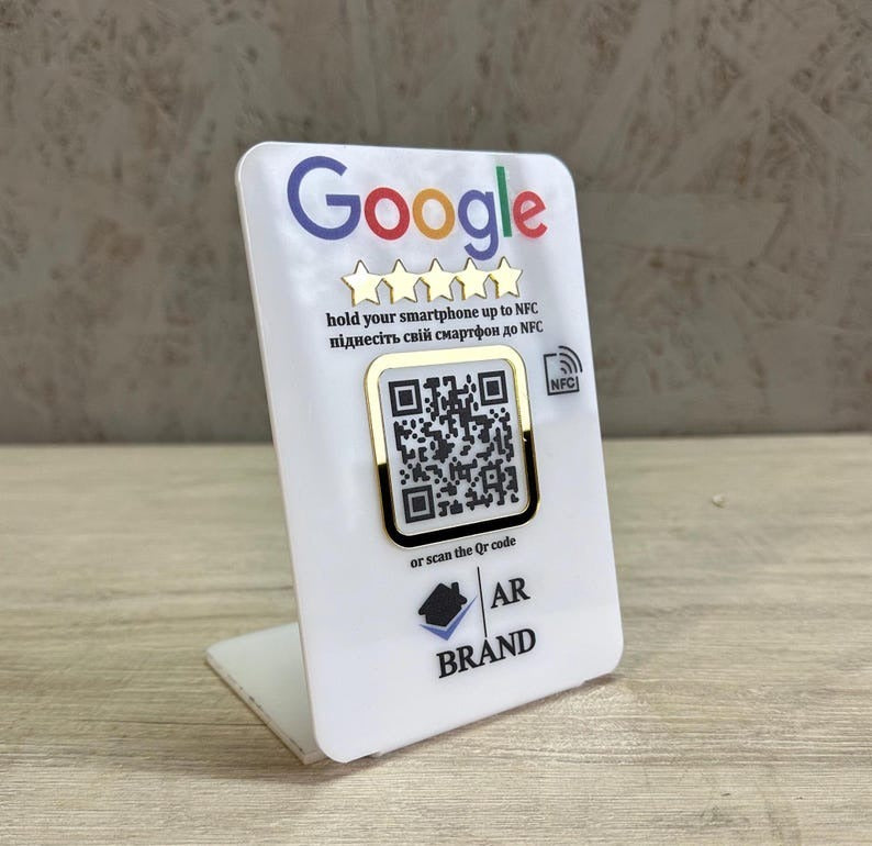 Custom NFC & QR Code Google Review Stand - Acrylic Business Sign for Instant Reviews
