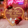 Heart Shaped Nikah Thumb Acrylic Board Personalized Islamic Wedding Keepsake - Gift Studio Pakistan photo 1