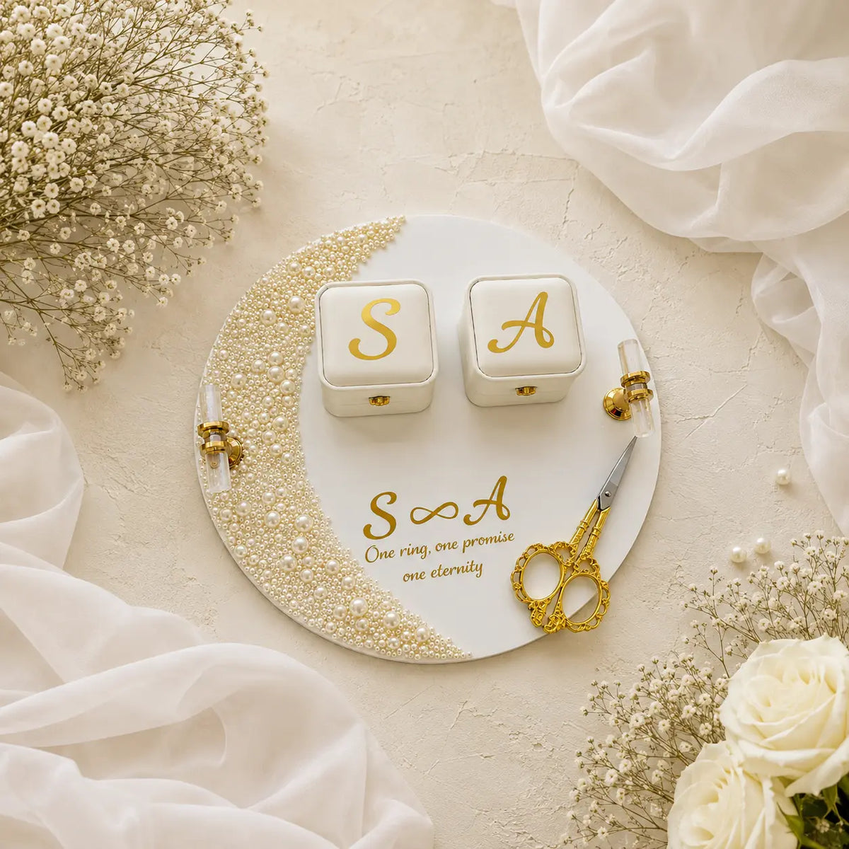 Luxury Ring Tray for Nikkah & Engagement | Elegant Wedding Ring Holder