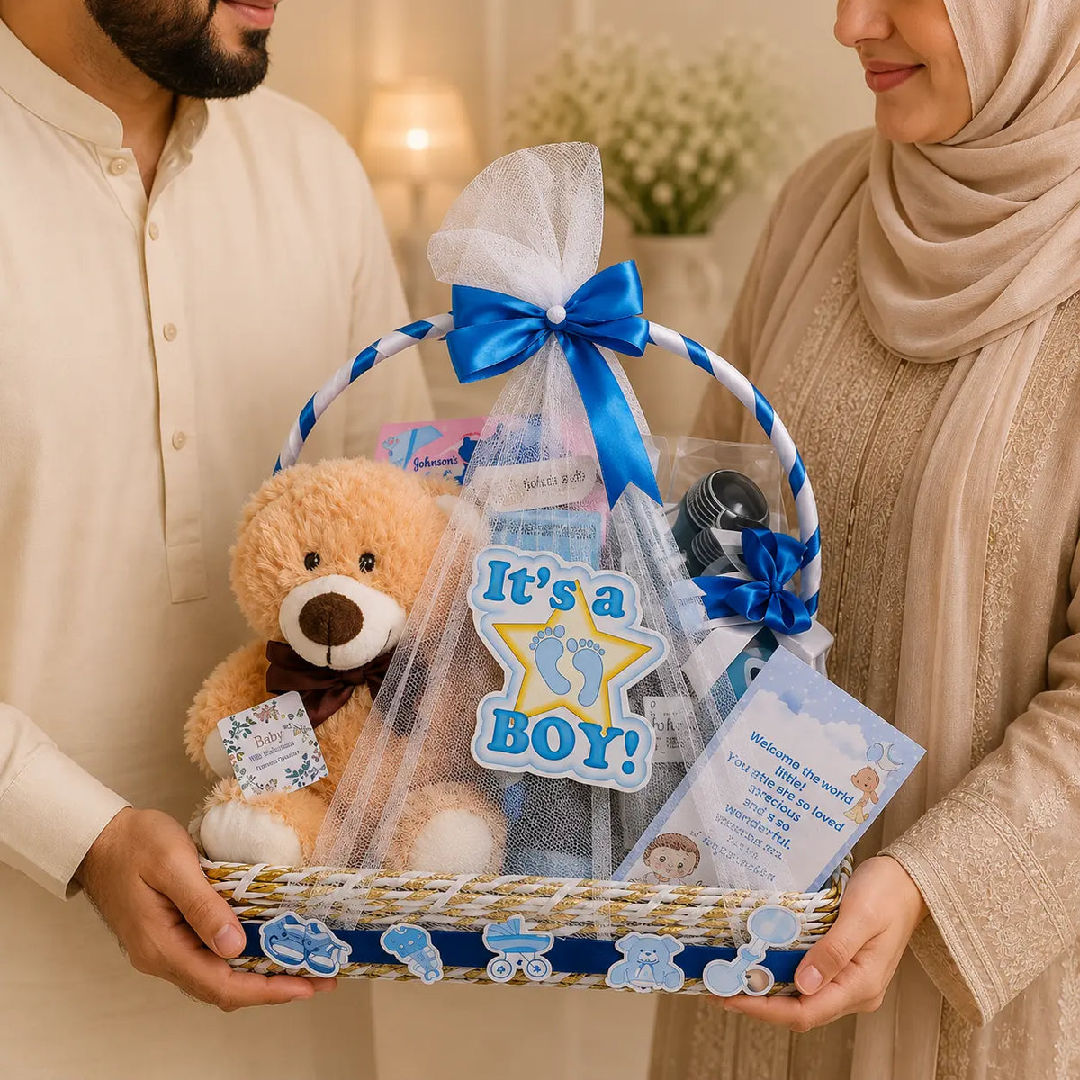 Welcome Baby Boy Basket Pakistan | Newborn Gift Hamper — Gift Studio