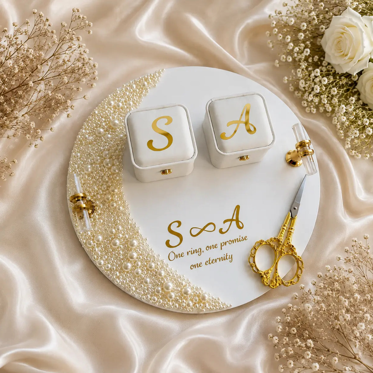 Luxury Ring Tray for Nikkah & Engagement | Elegant Wedding Ring Holder