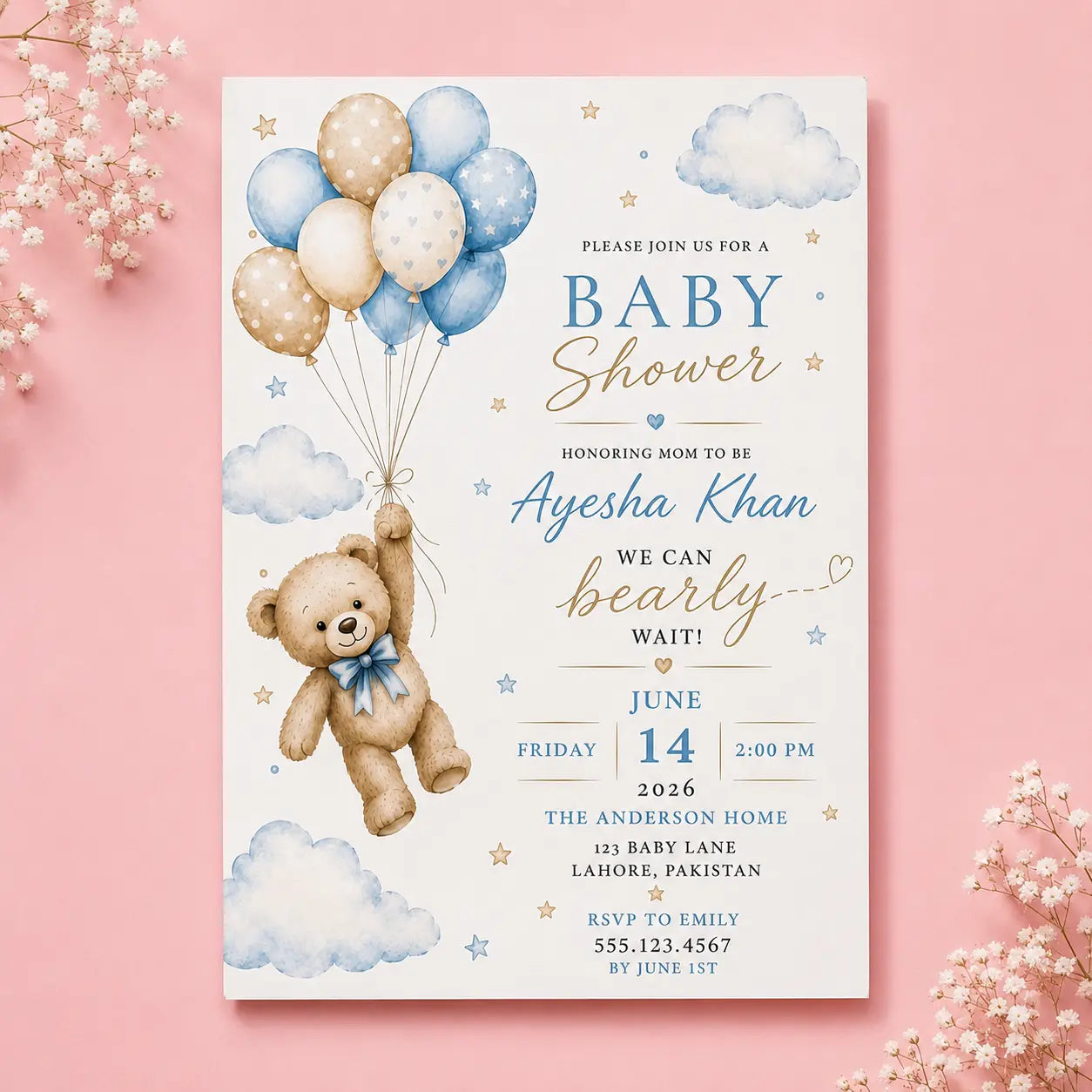 Baby Shower Invitation Card Pakistan | Custom Design — Gift Studio