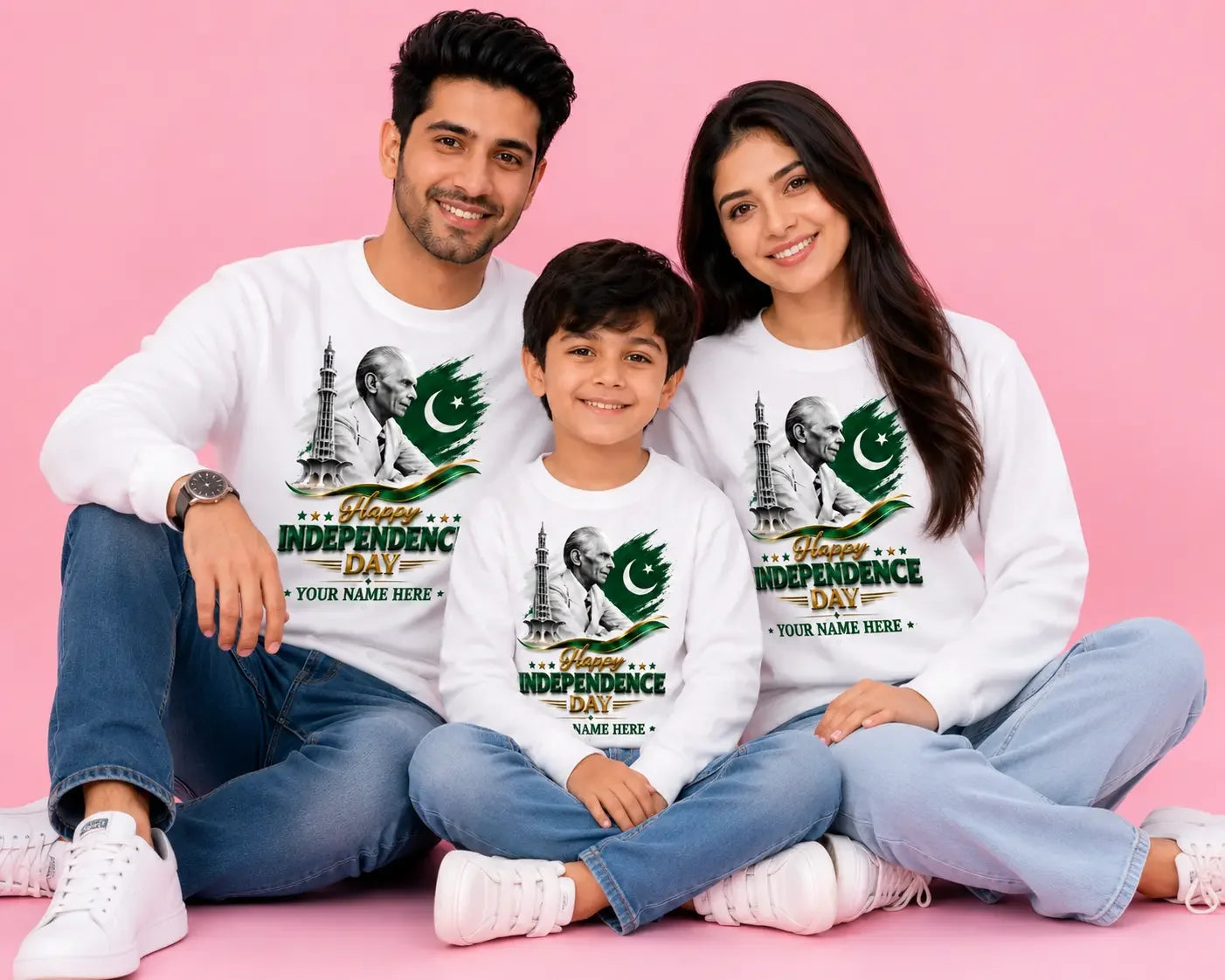 Family 14 August azadi shirts Pakistan - matching customize name giftstudio.shop