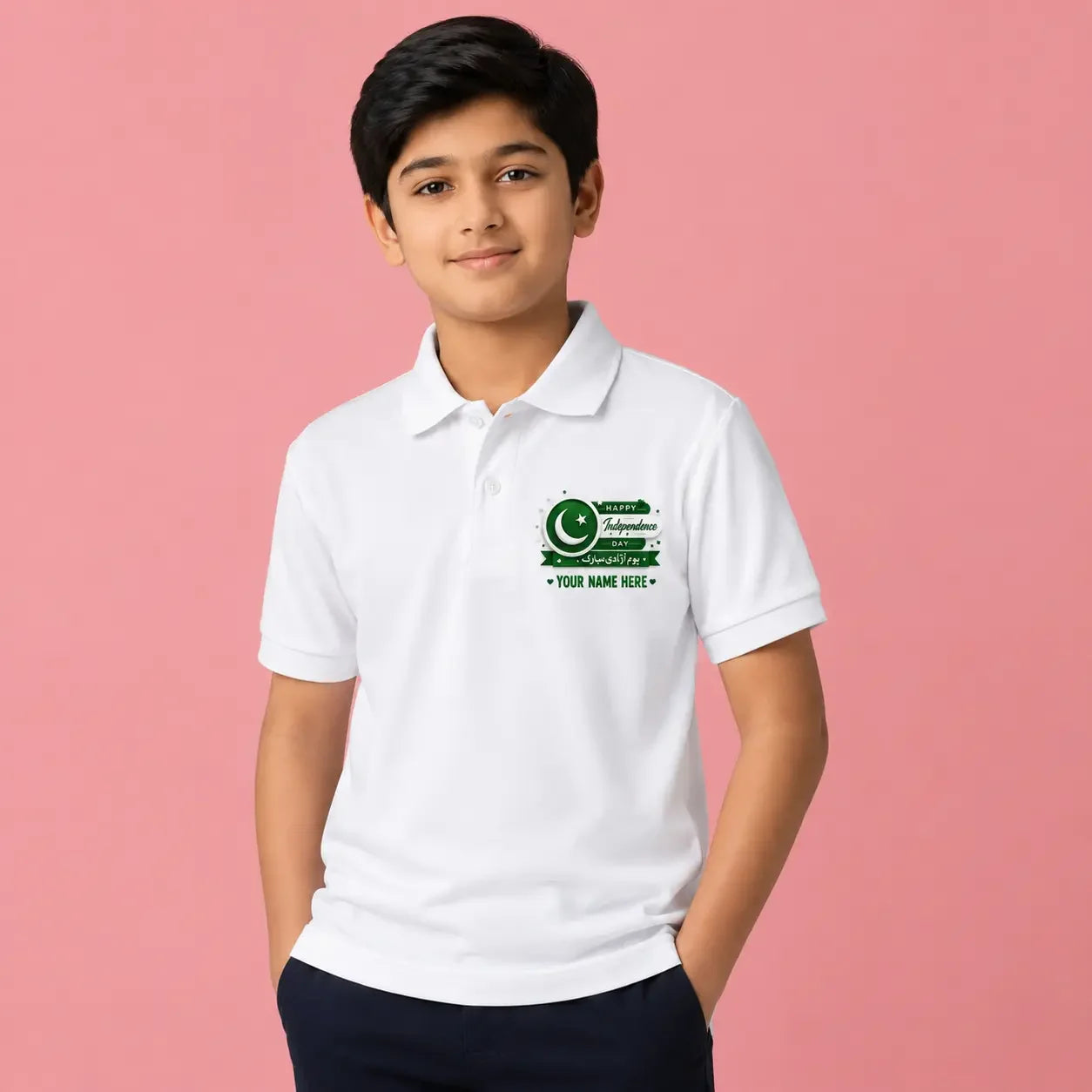 Smart azadi polo shirt kids Pakistan - 14 August independence Gift Studio