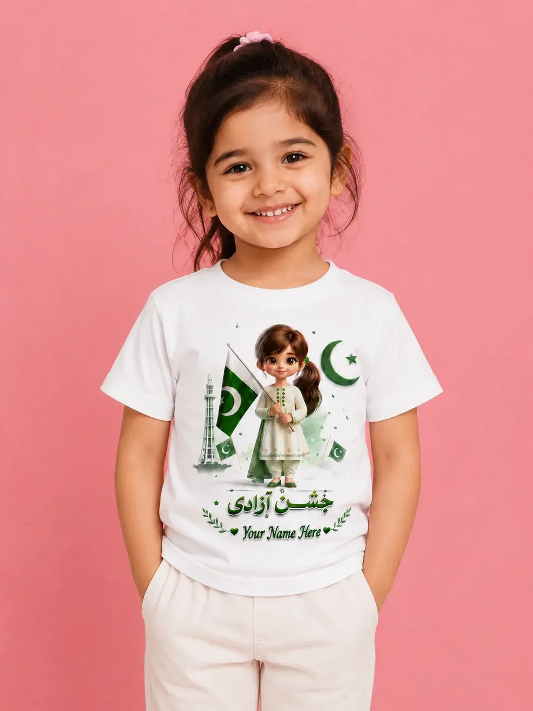 Pakistan 14 August girls shirt - azadi dress customize name Gift Studio Gujranwala
